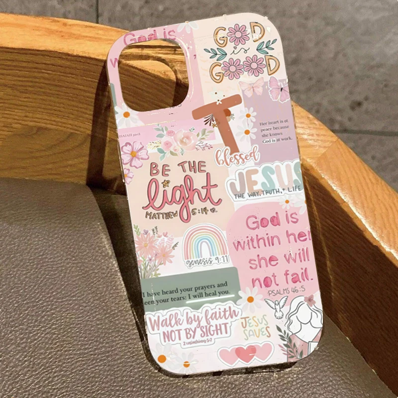 Coque de téléphone transparente avec Slogan de jésus et dieu, journal Vintage, graphique Floral, pour iPhone 16 Pro Max 15 14 Plus 13 12 11 XS XR 7 8 16E