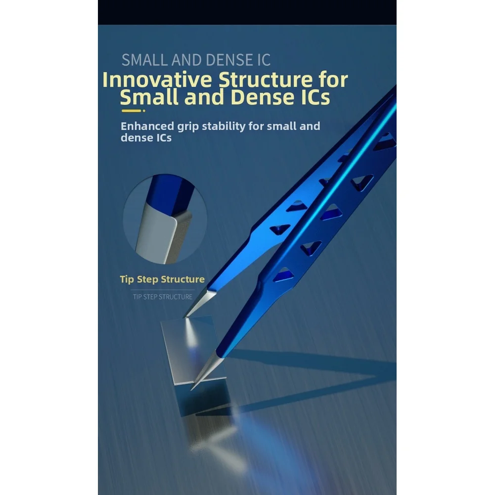 AAC14 Tweezers for Electronic Component Handling with Heat-Dissipating Design and Extended Ergonomic Handle Structure