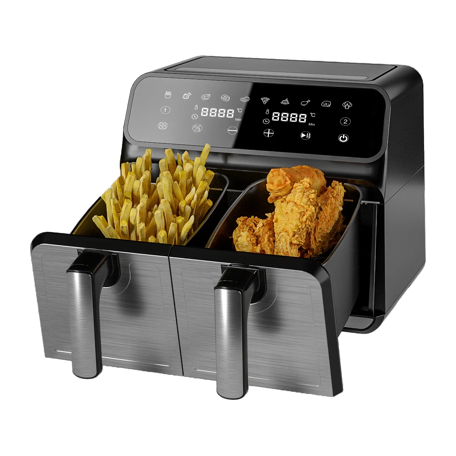 Air Fryer With Two Independent 4.0l Baskets 4-in-1 Multifunction Digital Air Fryer