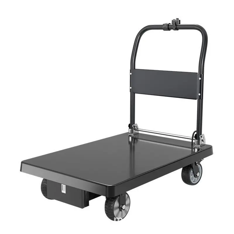 Electric Cart, Portable Metal Fence, 4-Wheel Folding Trolley, Silent Hand Truck for Moving Goods, Heavy Duty Utility Cart