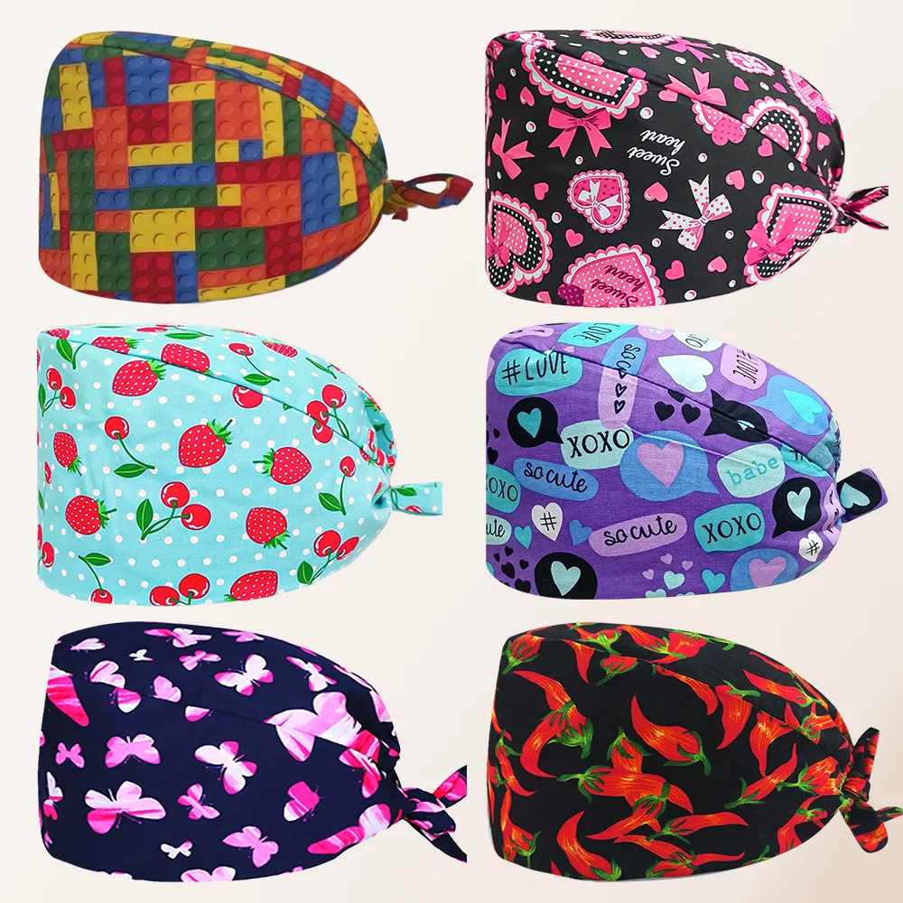 

Surgical Cap With Sweatband Elastic Band for Nurse Doctor Cotton Hospital Medical Hats Dental Clinic Spa Beauty Hats