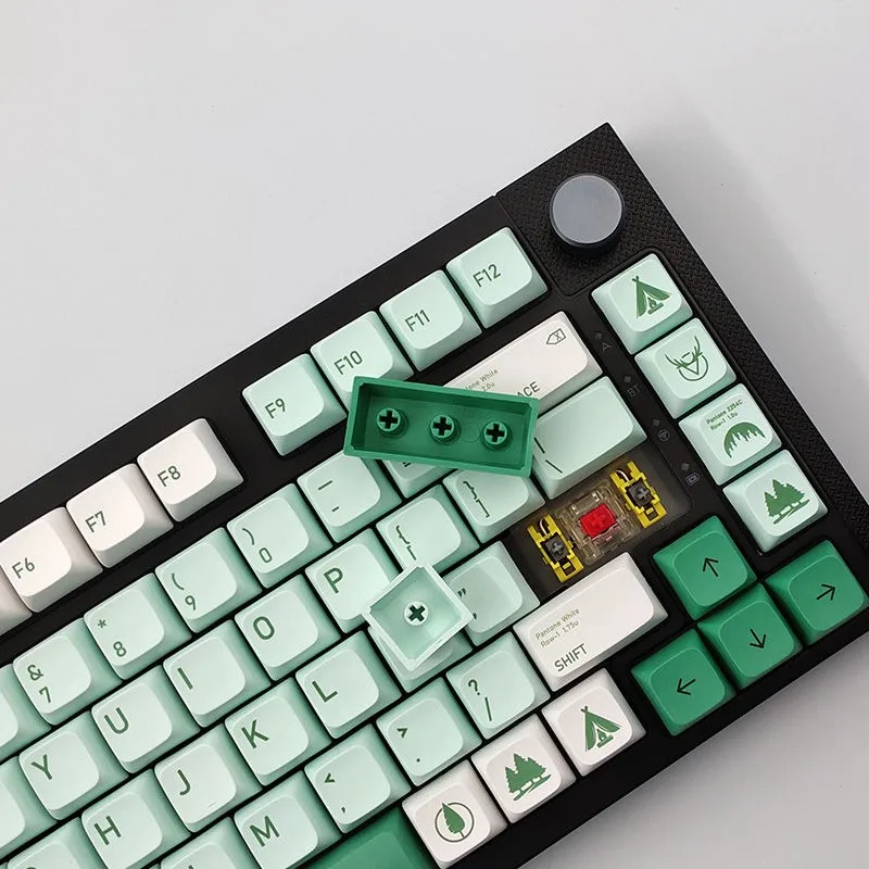 136 клавиш Pbt колпачки для клавиш XDA Height Lost Forest, колпачки для клавиш, подходят для механических колпачков для клавиш, зеленые колпачки для клавиш на заказ