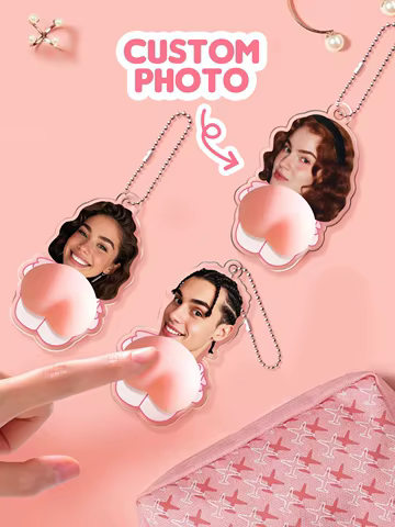 Custom Face Keychain with Soft Squishy Butt Personalized Funny Photo Key Ring Unique Gift for Friends