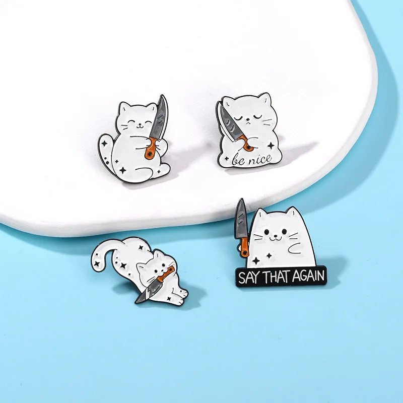 horriable cat carton Enamel Pin Brooches hard for Kids Backpacks Badge Jewelry jeans bag accessories decoration diy kids Gifts