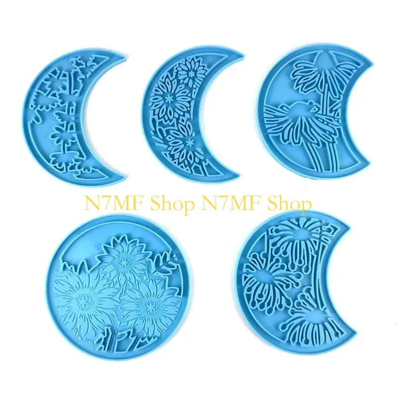 

N7MF Wall Hanging Silicone Mould Moon-phase Combination Decor Mold DIY Pendant