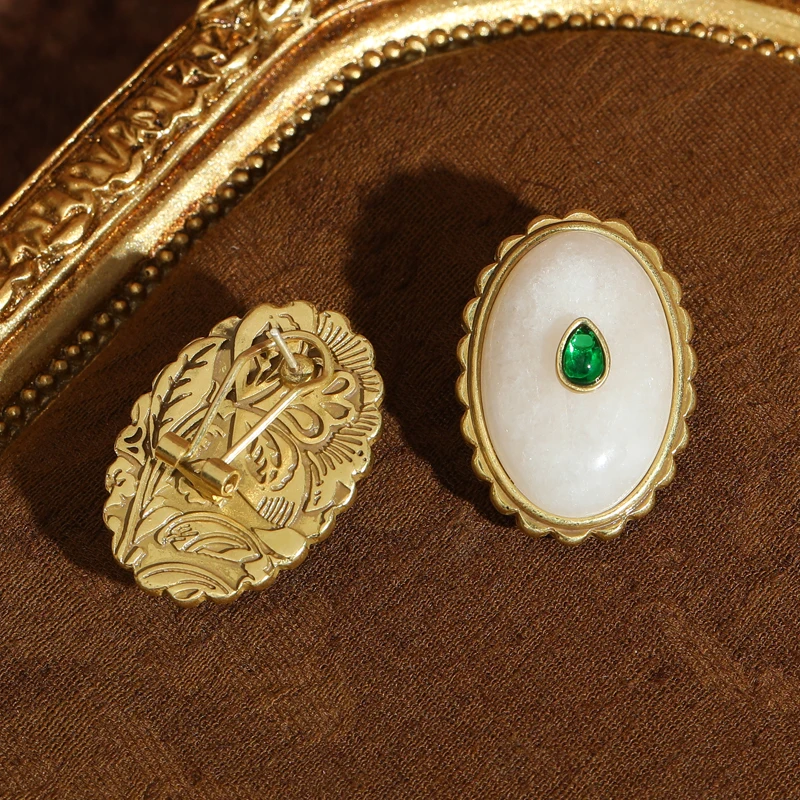 

Pink Egg Shape Stud Earring Small Green Glaze Inlaid Vintage Designer Gold Color Rhinestone Jewelry Girls Daily Decoration Charm