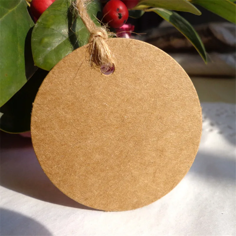 Blank Round Hang Tags Vintage Kraft Paper Tag Cards DIY Bookmark Message Greeting Cards Small Product Labels 100pcs 3-5cm