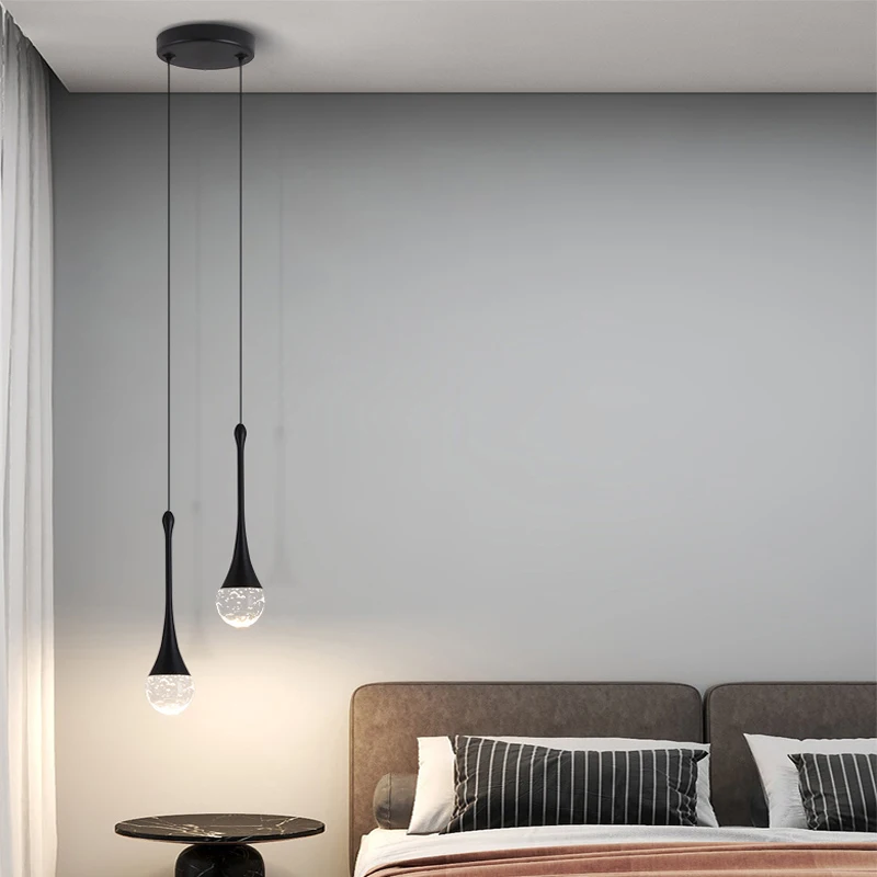 Lampadario a soffitto da comodino per camera da letto Lampadario moderno di lusso da comodino Lampada a sospensione in cristallo per sala da pranzo con parete di fondo TV