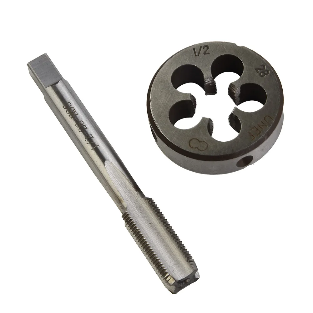 1/2-28 Tap + Die 2* 2pc 2pcs HSS Hand Kit Set TPI 1/2x28 28 TPI (Thread-Per-Inch) UNEF Thread 1/2" UNEF Practical Brand new