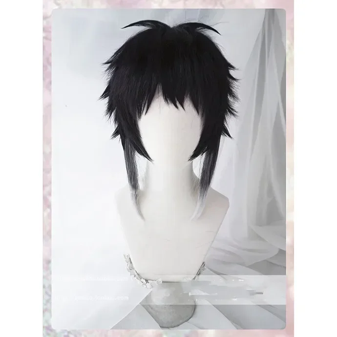 

Anime Bungo Bungou Stray Dogs Ryunosuke Akutagawa Short Black With White Wig Heat Resistant Hair Cosplay Costume Wigs