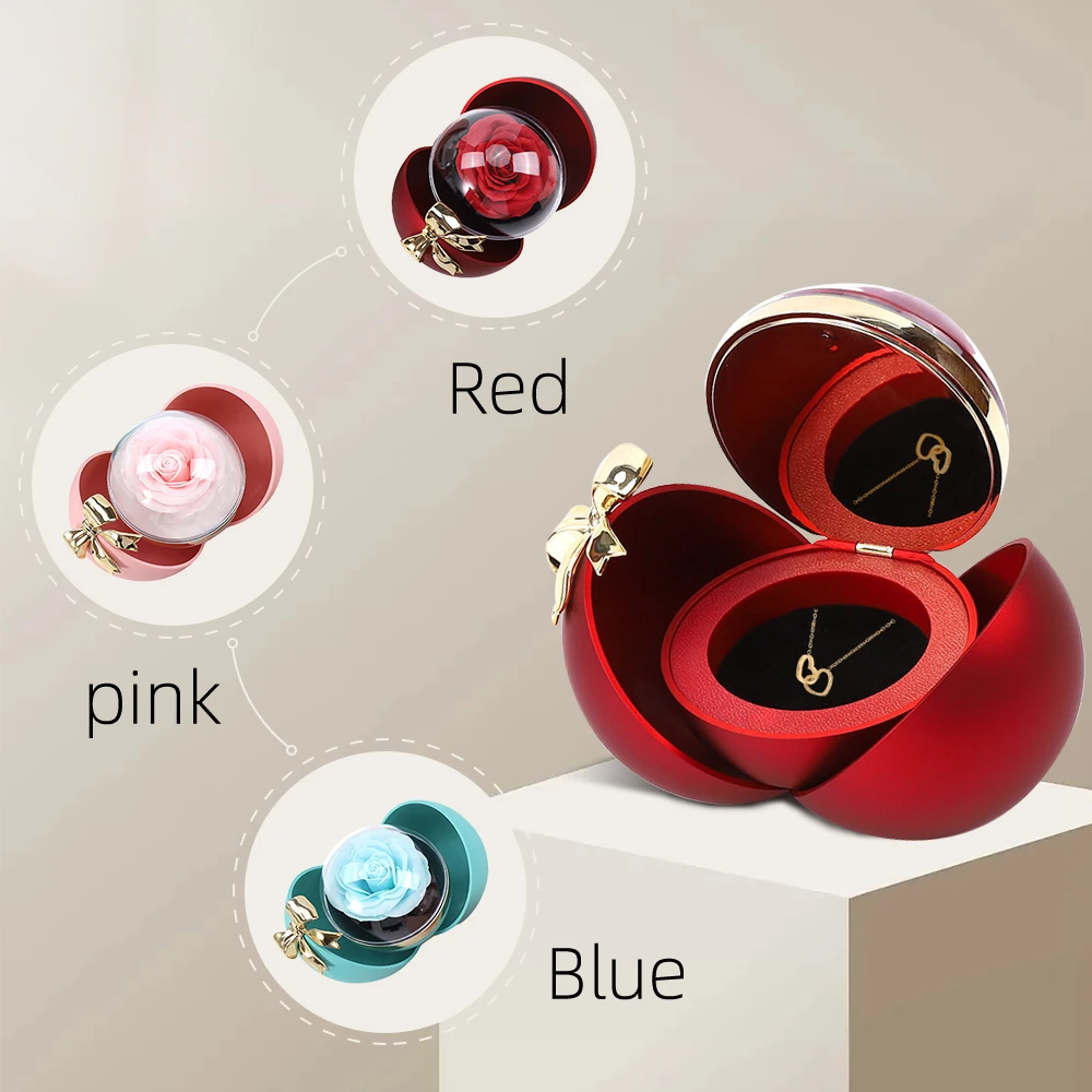 Elegant bow embellishments box Rose portable flower necklace box Gift ball clip special gift gift gift