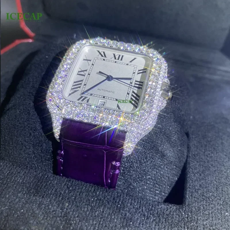 Iced Out D VVS1 Moissanite horloge Luxe mode op maat diamanten horloge Hoge kwaliteit waterdichte mechanische horloges voor heren