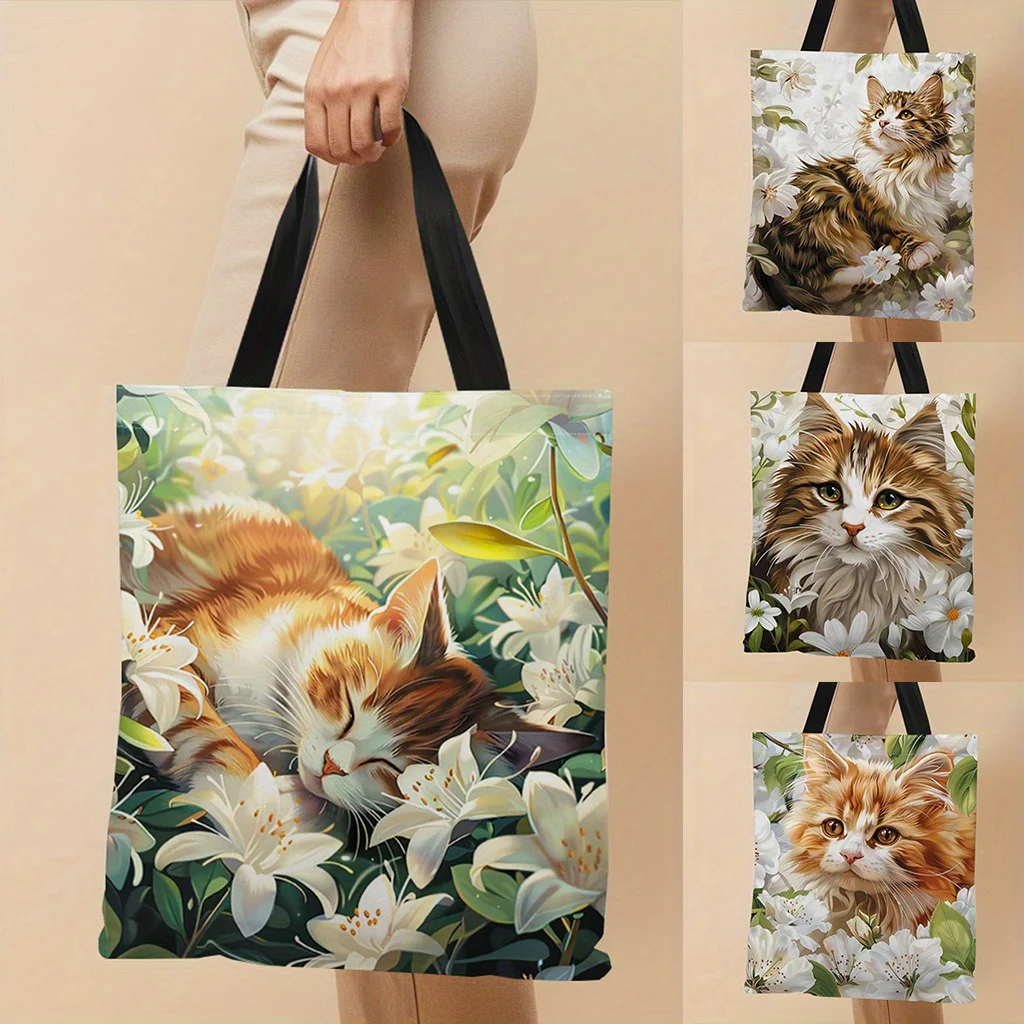 1 Stück entzückende Katzen-Einkaufstasche zum Einkaufen und täglichen Gebrauch, Haustierzubehör, Henkeltasche, Geschenke für Katzenliebhaber, täglicher Freizeitgebrauch, Umhängetasche