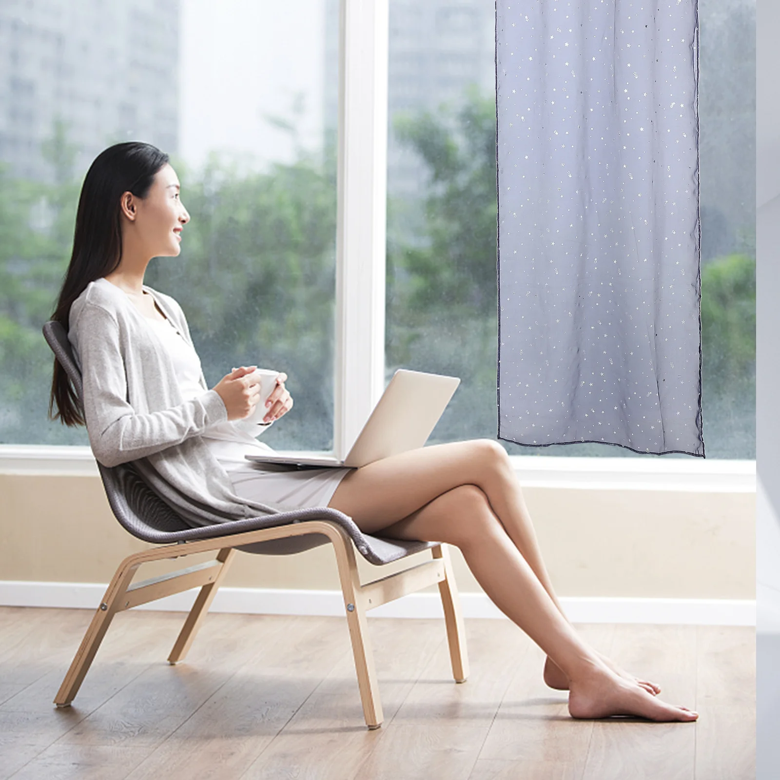 1 قطعة ستارة فوال شفافة (أزرق كحلي 100X200 سنتيمتر) للحمام غرفة نوم نافذة ضوء تصفية حماية من الشمس المنزل #6