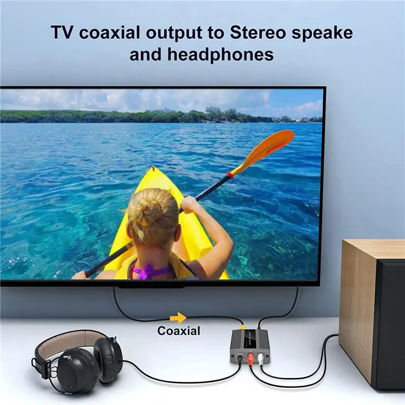 AS95 2X Optical to RCA Audio Converter Digital to Analog Adapter Coaxial to 3.5mm AUX with Optical Cable
