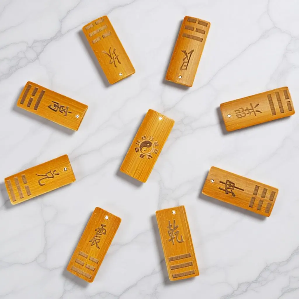 

Набор из 9 деревянных карт Багуа для гадания, легкий портативный инструмент для духовного предсказания, для радиестезии, коллекционирования, китайский декор