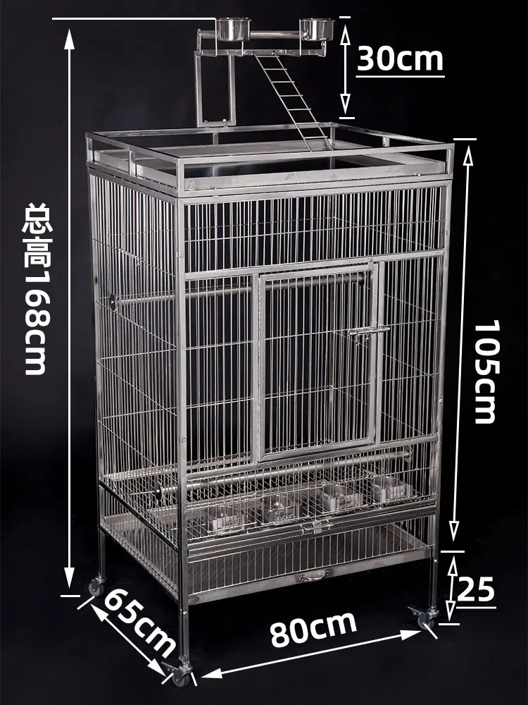 Nimiwei Macaw Bird Cage Large 304 Stainless Steel Oversized Breeding Cage Large Villa Large Luxury