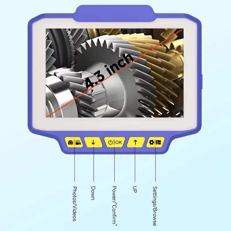 Cámara endoscópica profesional de 6,4 mm con boroscopio articulado de dirección de 4,3 pulgadas y 360 grados
