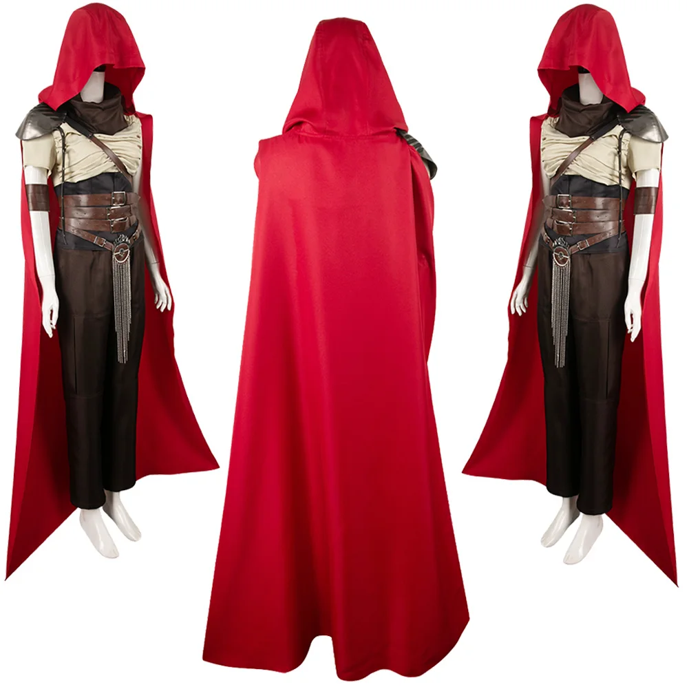 Furiosa Women Cosplay Red Cloak Costume 2024 Movie Furiosa Max Saga Roleplay Outfits Handguard Girdle Adult Halloween Party Suit