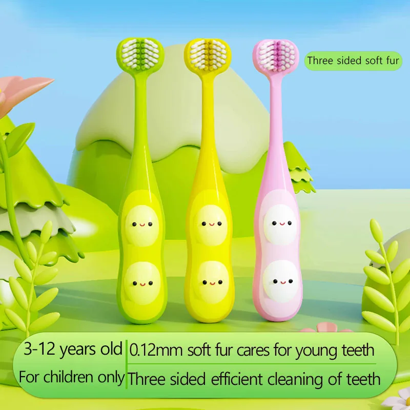 

Little Pea Children's Soft Hair Three Sided Toothbrush Baby Specific Toothbrush For Home Use Cute Design Of Small Fish Brush