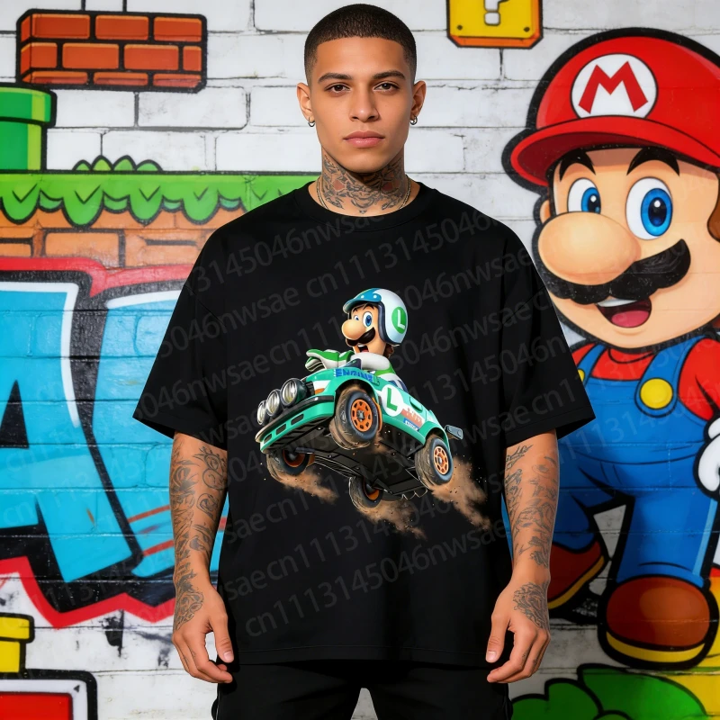 

Luigi Mario Kart Racing T-shirt, Family Matching Casual Tee, Adult & Kids Sizes, Game Character Streetwear, Short Sleeve Tops