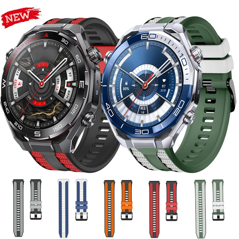 Официальный спортивный силиконовый ремешок 22 мм для Huawei Watch Ultimate 2 GT Runner 2, двухцветный браслет для Huawei Watch 5 GT6-5-4-3, ремешок 46 мм
