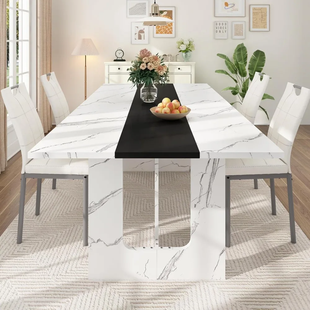 طاولة طعام مستطيلة مقاس 71 بوصة تتسع لـ 6-8 أشخاص، طاولة مطبخ خشبية للمزرعة بأرجل خشبية، طاولة مطبخ مركز المزرعة f