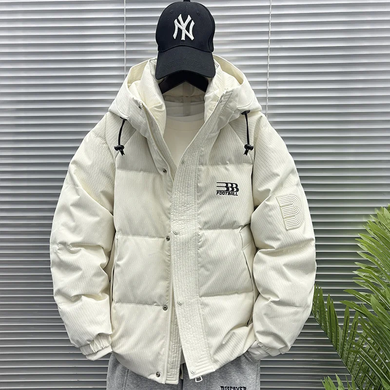 

White Du down Puffer Jaet Men's Winter Warm Trendy Oversize Casual Hooded Thiened Youth ular Polyester Fiber