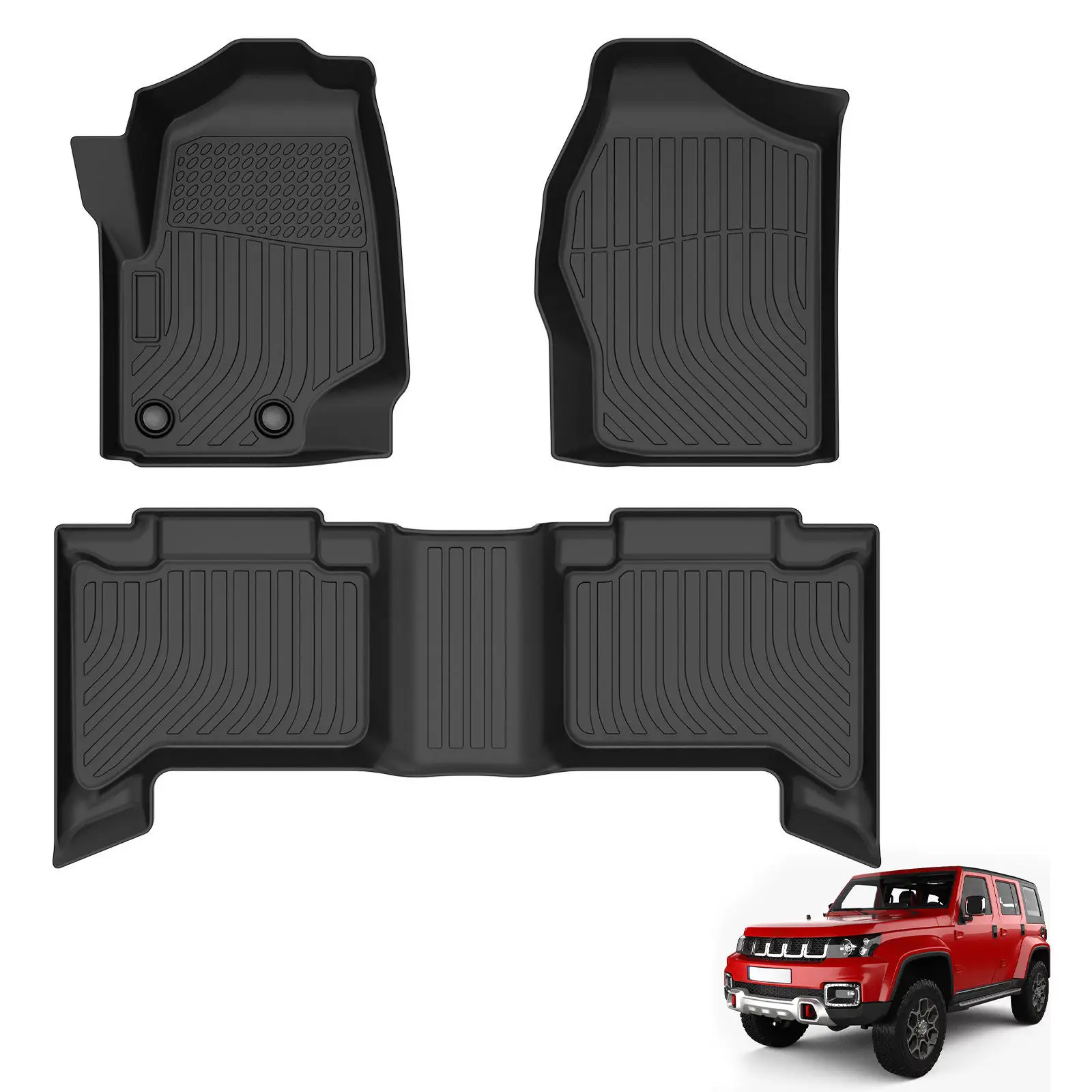 KQXWholesale 3D TPE Auto-Fußmatten, Autoteppiche, Kofferraummatte für Beijing BJ40 2025, Auto-Zubehör, Teppiche