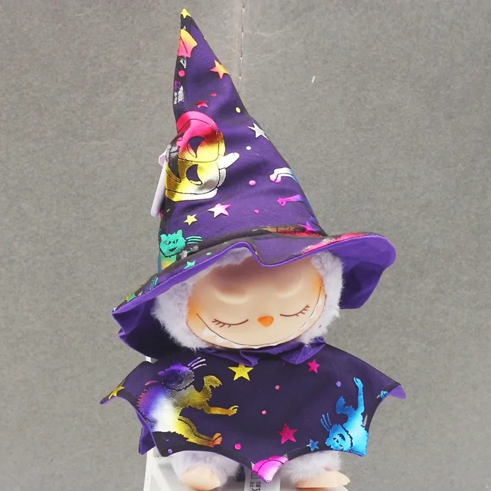 15/17cm Labubu 액세서리 할로윈 망토 검은색 원사 드레스 세트 인형 액세서리 Labubu 복장 할로윈 패션 선물