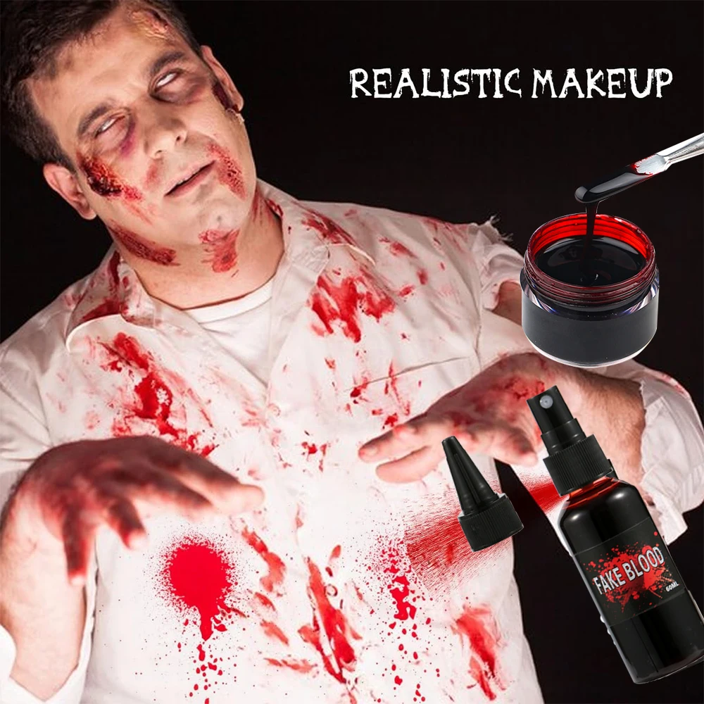 Spezialeffekte SFX Halloween-Make-up-Set – 12-Farben-Gesichts- und Körperbemalungspalette + Narbenwachs mit Spatel-Werkzeug + Kunstblut + Schwamm