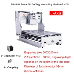 3020 Wood Engraving Cutting Machine Metal Frame Rack for DIY Milling Engraver Router 3Axis with 3pcs 57mm Stepper Motor Optional