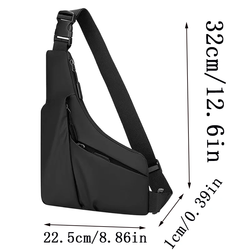 Slim Thin Wear-resistant Chest Sling Bag Water Repellent Lightweight Men Crossbody Bag Multiple Hidden Pockets Adjustable Bag view 2