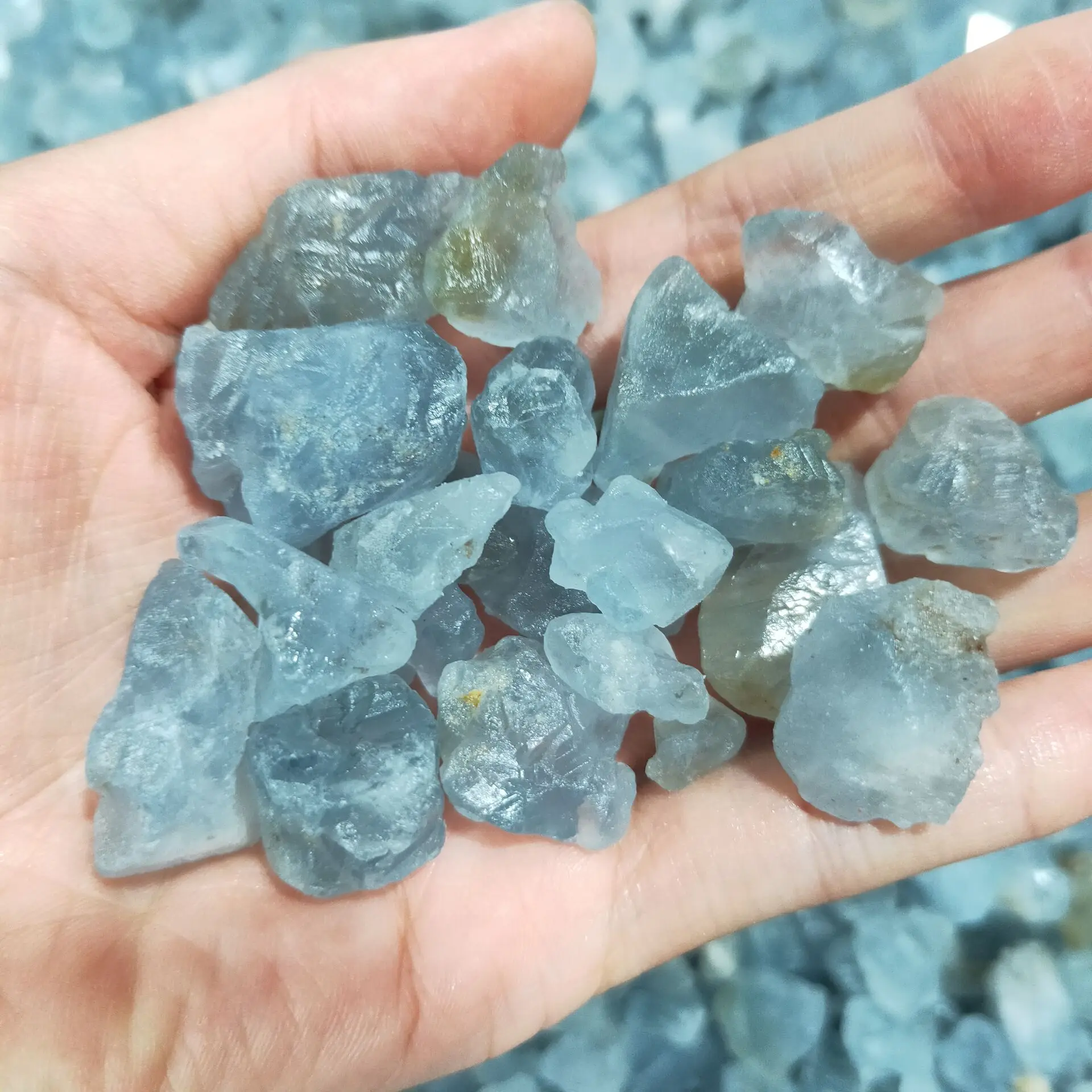 Natural Celestite Stone Raw Sky Blue Crystal Gemstones Mineral Specimen Fish Tank Decoration Healing Energy Crystal