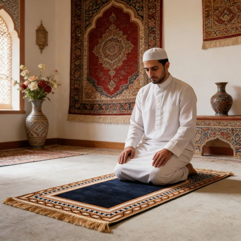 Islamic Prayer Mat 70x110cm Thickened Velvet Foldable Embossed Rug with Tassel for Home Mosque Travel Portable Muslim Supplies