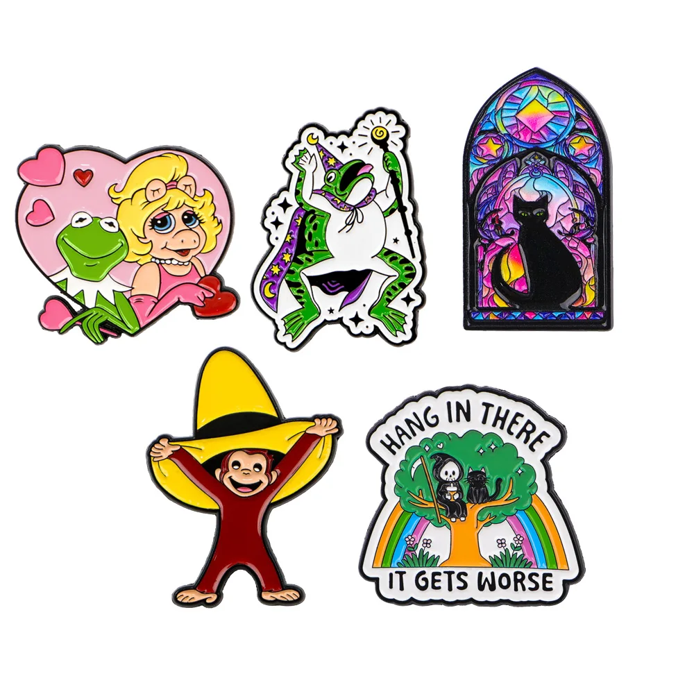 Cartoon Frog Soft Enamel Pin Lapel Pins for Backpacks Cute Kids Brooch for Clothes Metal Badges Bags Fashion Accessories
