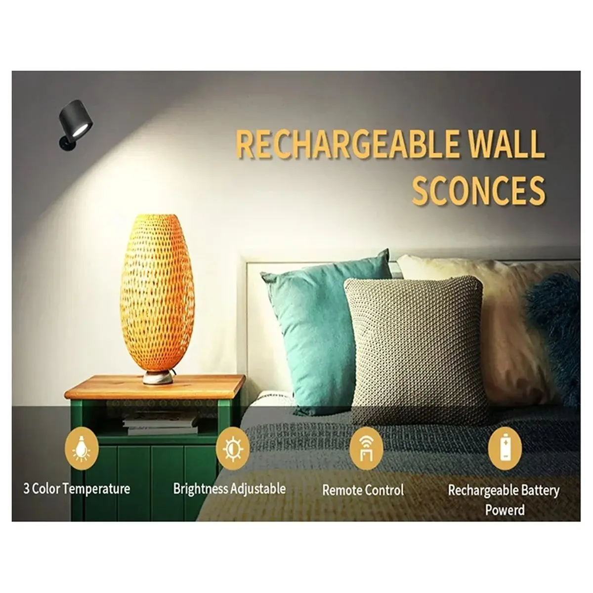 babq-rgb-ダブルヘッドウォールランプ-タッチコントロール-リモコン付き、360度-°-回転可能なポータブルワイヤレスナイトライト（ベッドサイド照明用）