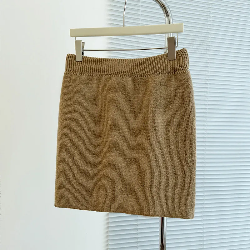 Falda de punto a la moda para mujer, falda ajustada a la cadera, faldas gruesas informales ajustadas de cintura alta para otoño e invierno