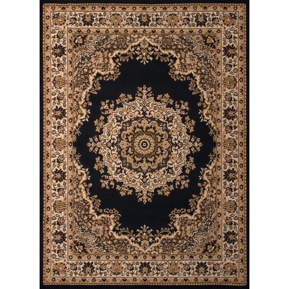 

United Weavers Plaza Felicity Area Rug, Medallion Pattern, Black, 5'3 x 7'2
