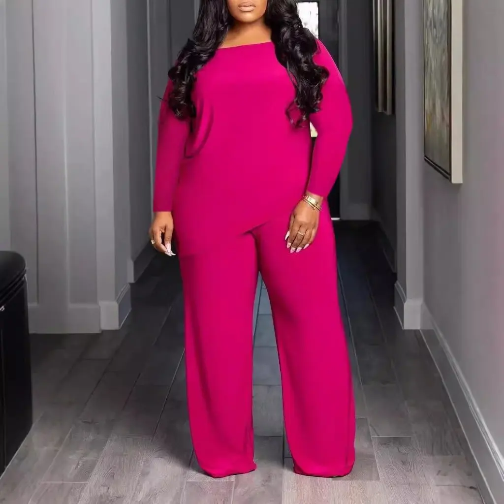 TB6321 plus size set casual in due pezzi confortevole tinta unita moda asimmetrica stile europeo americano vendita calda