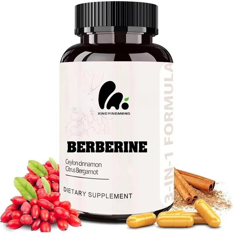 Berberine Hydrochloride Supplement, Containing Ceylon Cinnamon and Citrus Bergamot, Supports Digestive Health, 60 Capsules
