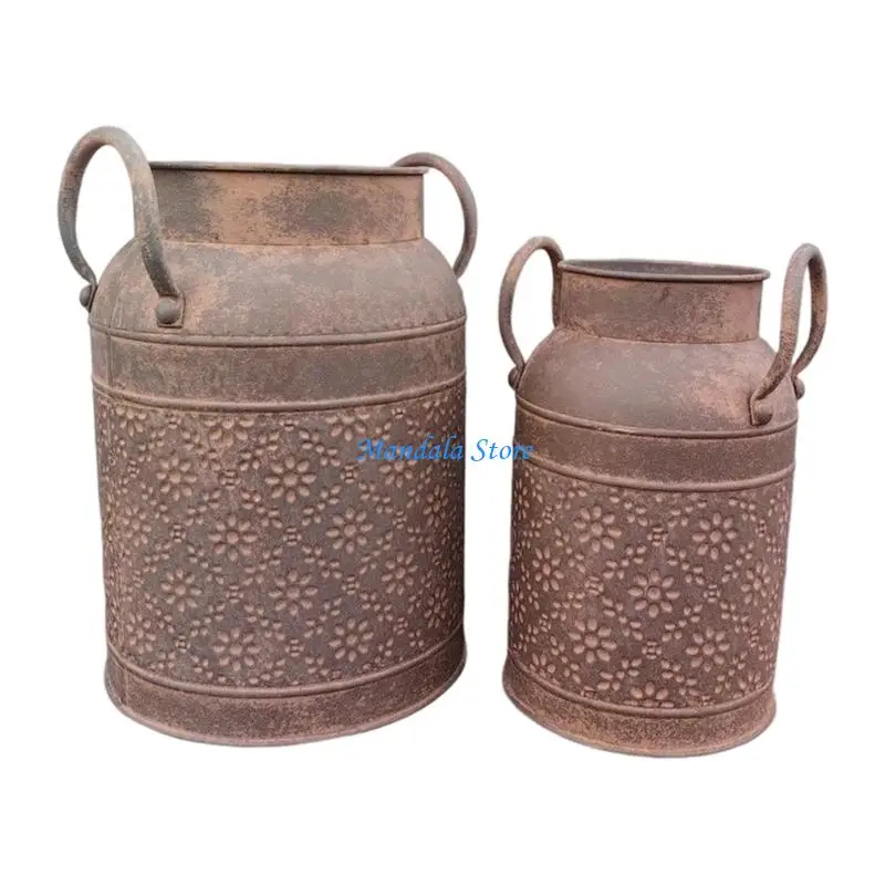 U2JC Metal Vases,Decorative Jugs Vases with Handle,Rustics Flower Vases for Home Garden Decors,Small Tin Vases for Wedding