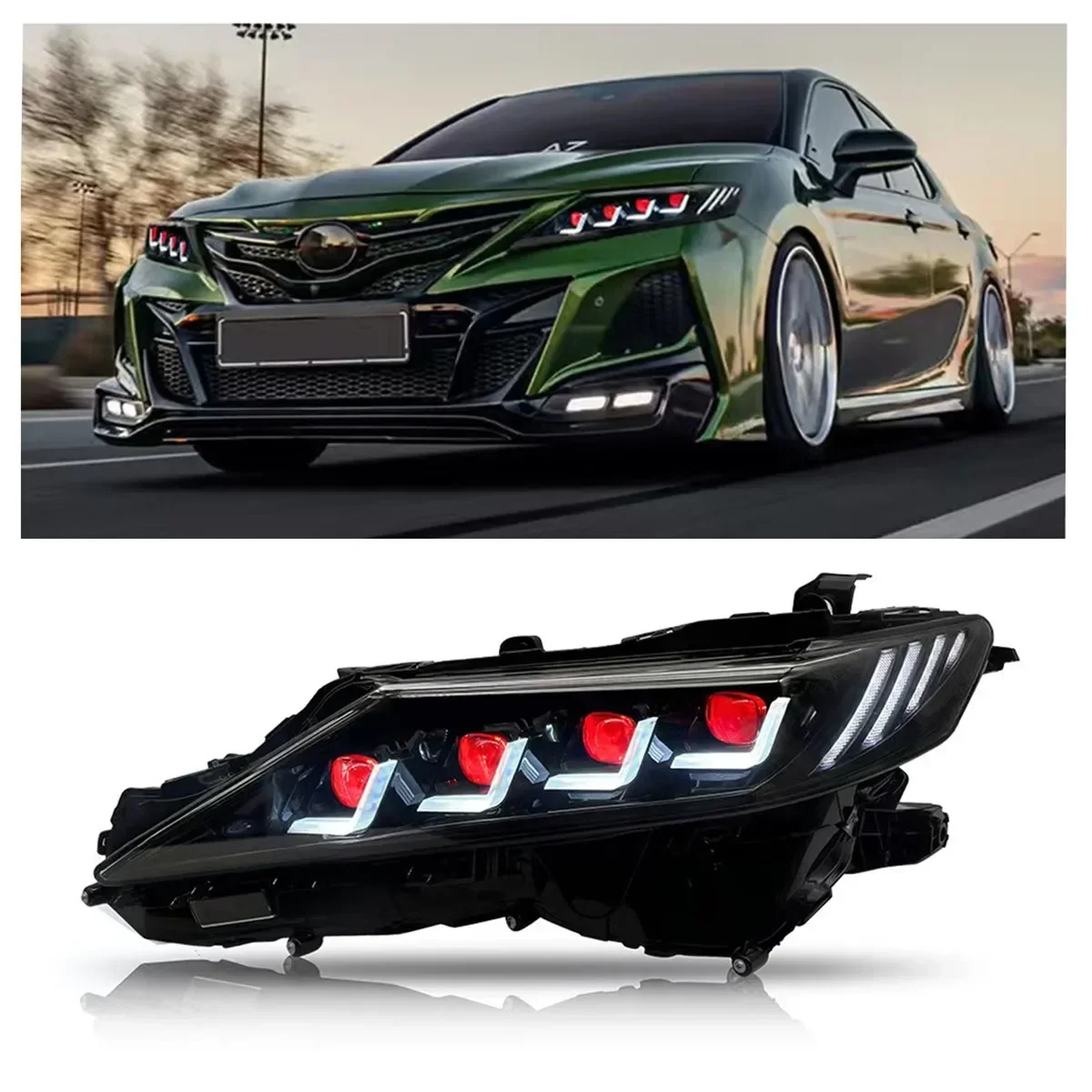 

Car Accessories Lamp 2018-2022 Year for Toyota Camry US EU Edition Headlight Assembly Modified LED 4 Lens Devil Eye Headlights