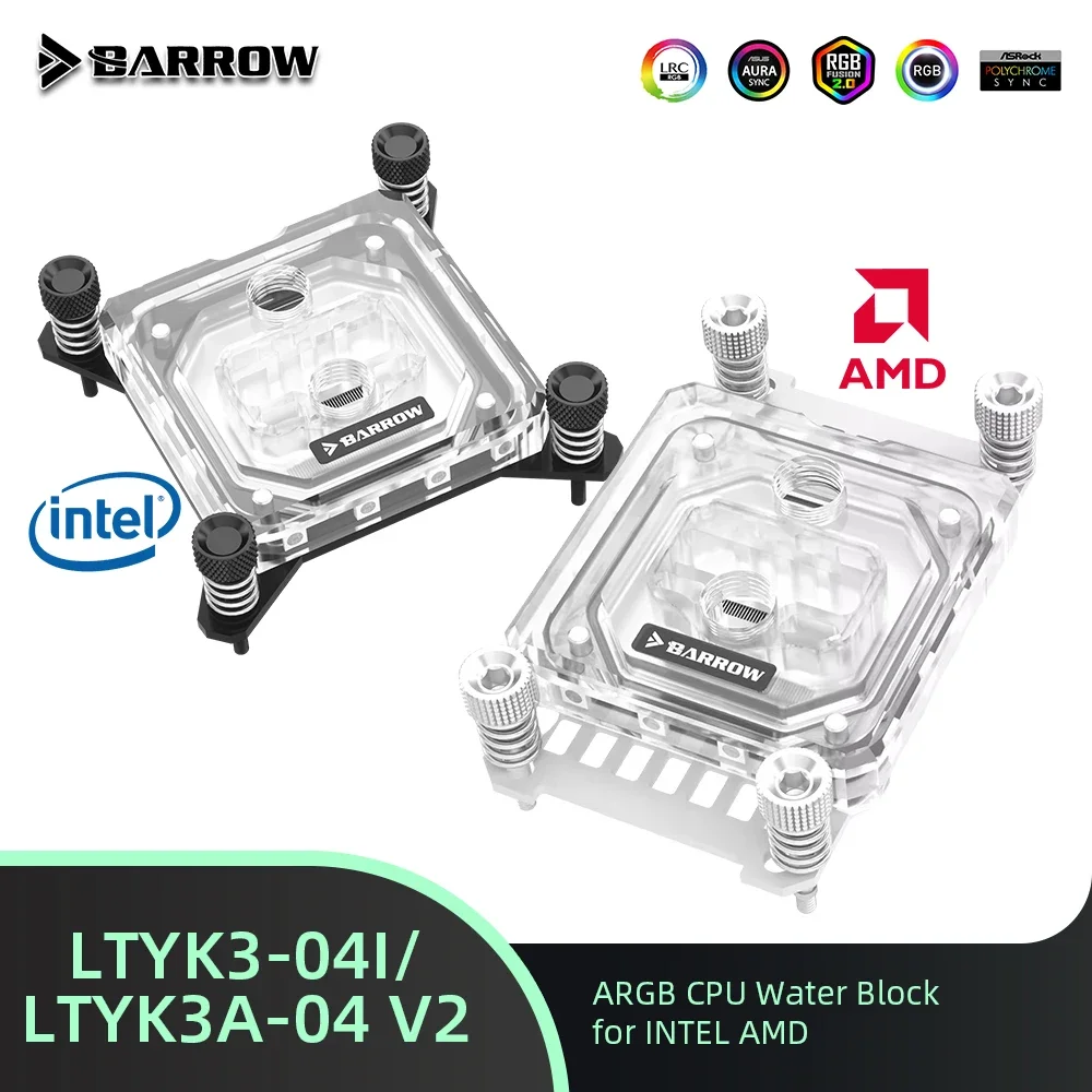 Barrow CPU водяной охладитель LTYK3-04I/LTYK3A-04 V2 блок жидкого охлаждения для LGA115X 1200 1700 AM5 PC игровой водяной охлаждение здание