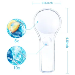 10X Loupe 52Mm Double Lens Handheld Acrylic High Transmittance Reading 5X Magnifying Glass for The Elderly To Carry