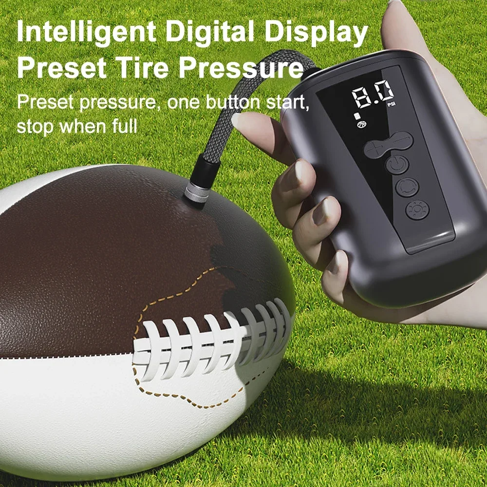 EAFC Digital Ball Air Pump With LED Light Wireless Inflator Air Compressor Pressure Gauge for Football Volleyball Basketball