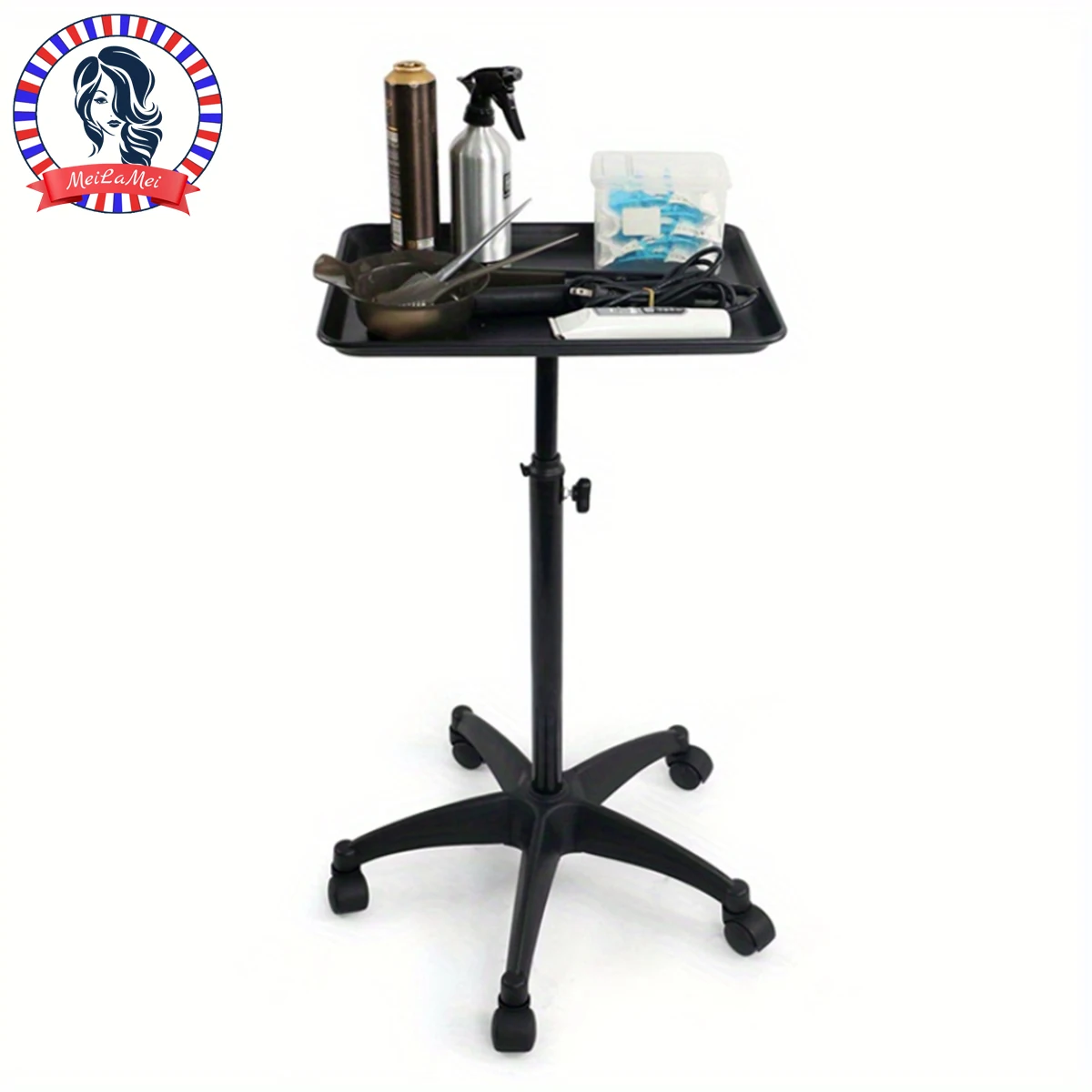 Beauty Trolley Hair Extension Tray Height Adjustable Hair Coloring Hairdressing Tray Barber Rolling Cart Barber Shop Accessories