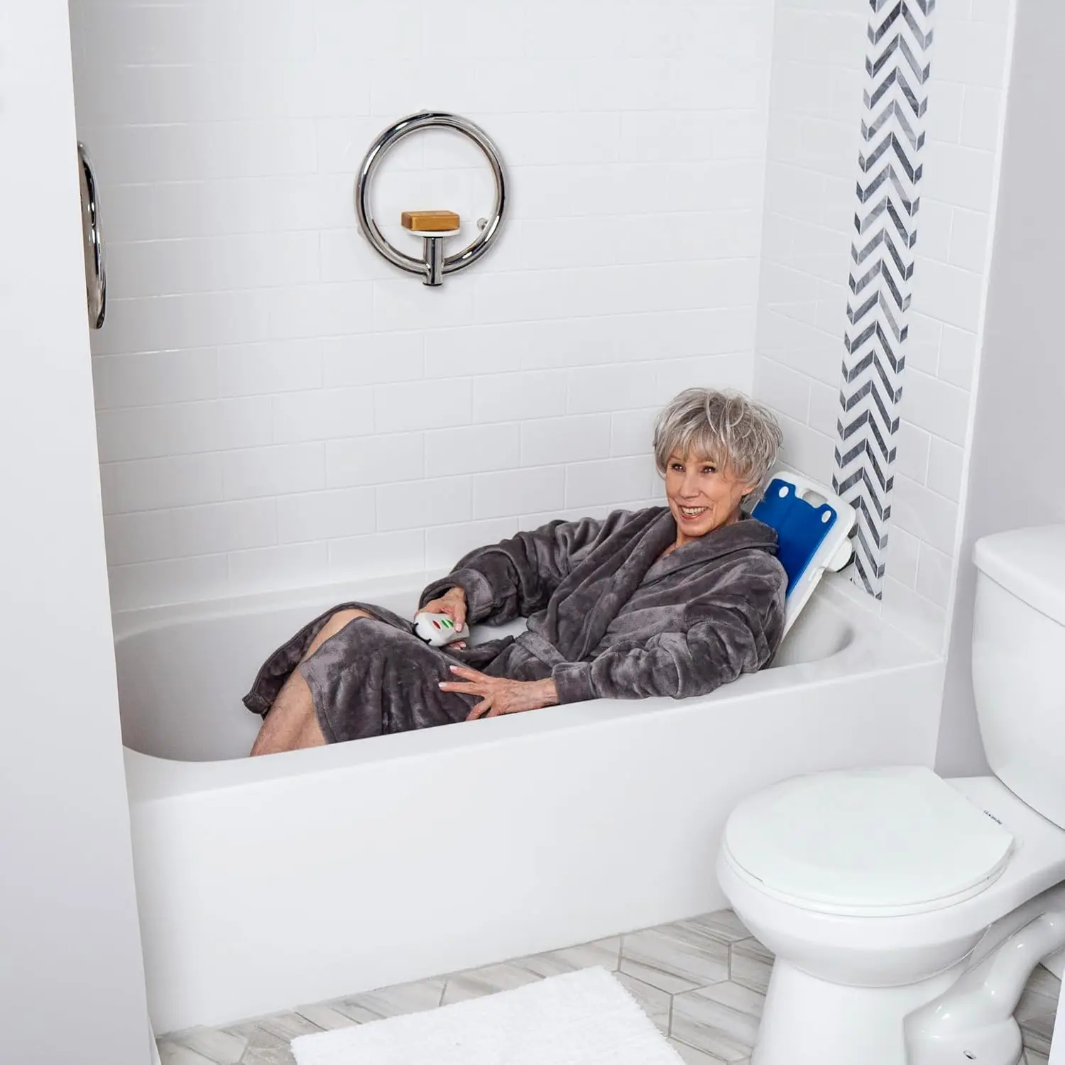 Battery-Powered Reclining Bath Lift Chair | Bath & Shower Safety Seating for Seniors & Disabled | 53° Backrest | 300lb Capacity