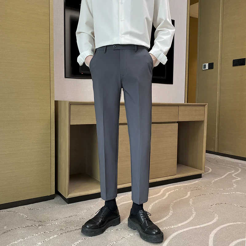 Dark gray cropped trousers