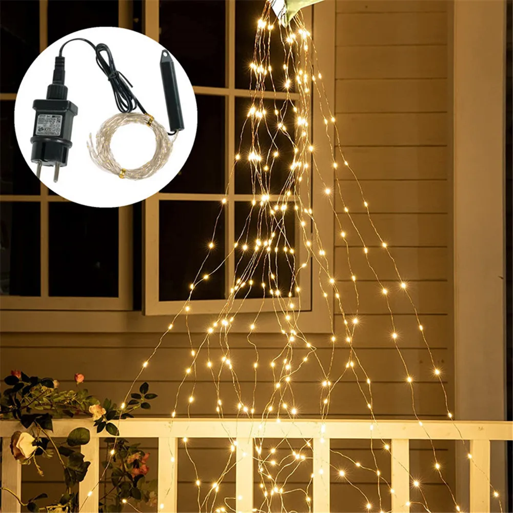 Solar/EU/US Plug LED Branch Lights 10 x2m 200 LED Vines Branch filo di rame String Lights albero di natale Garden Fence Party